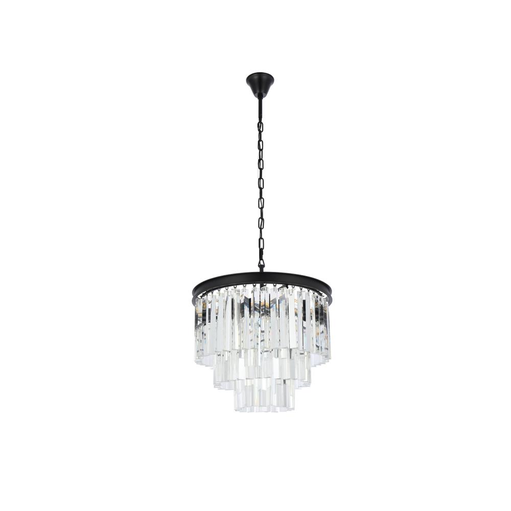 Sydney 9 light Matte Black Chandelier Clear Royal Cut Crystal. Picture 6