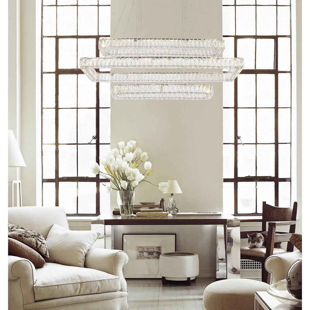 Monroe 50 inch LED triple rectangle pendant in chrome. Picture 7