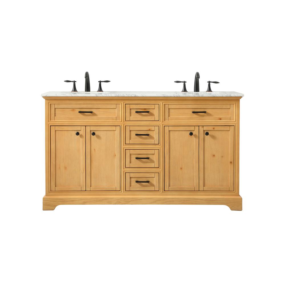 60 inch double bathroom vanity in natural wood. Picture 1