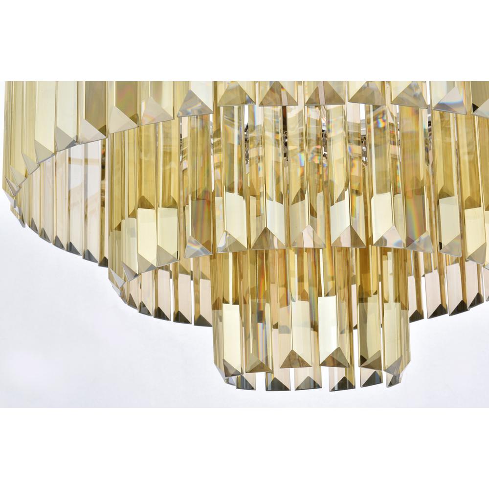 Sydney 9 light polished nickel Chandelier Golden Teak (Smoky) Royal Cut Crystal. Picture 3
