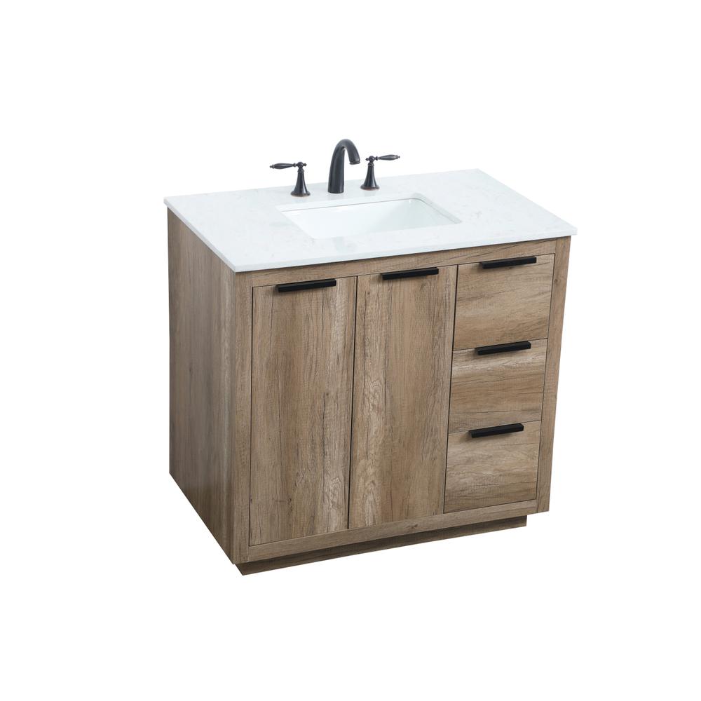 36 Inch SIngle Bathroom Vanity In Natural Oak. Picture 8