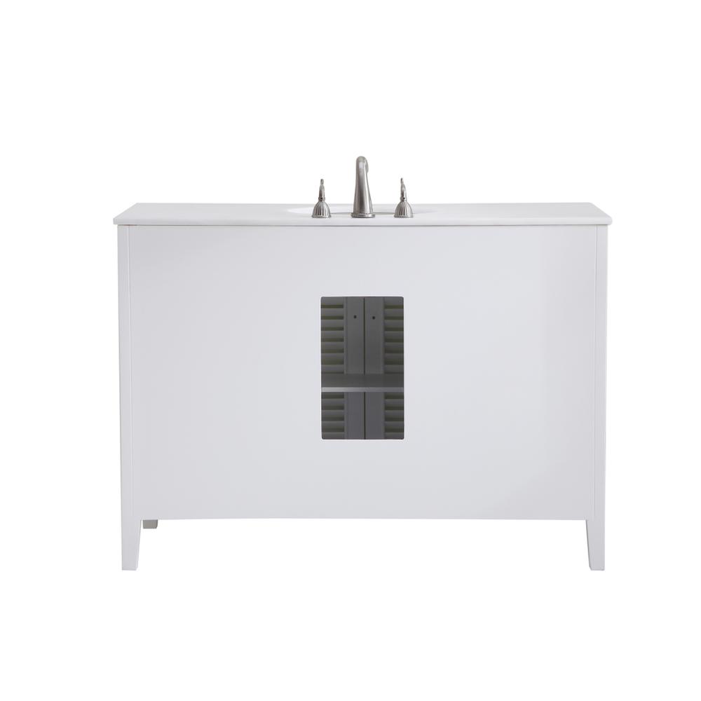 48 inch Single Bathroom vanity in White with ivory white engineered marble. Picture 5