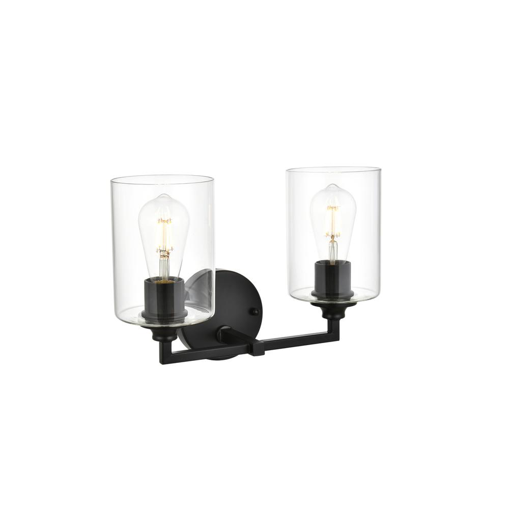 Mayson 2 light Black and Clear Bath Sconce. Picture 3