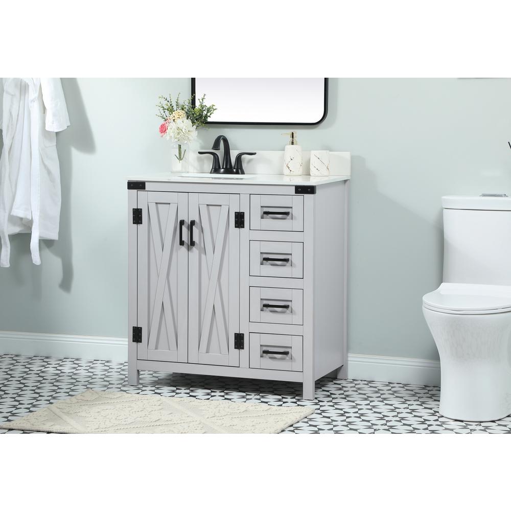32 inch Single bathroom vanity in grey with backsplash. Picture 2
