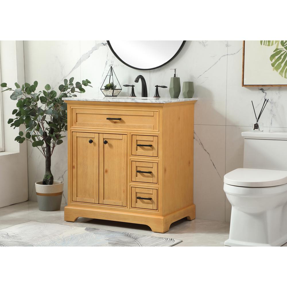 32 inch Single bathroom vanity in natural wood. Picture 2