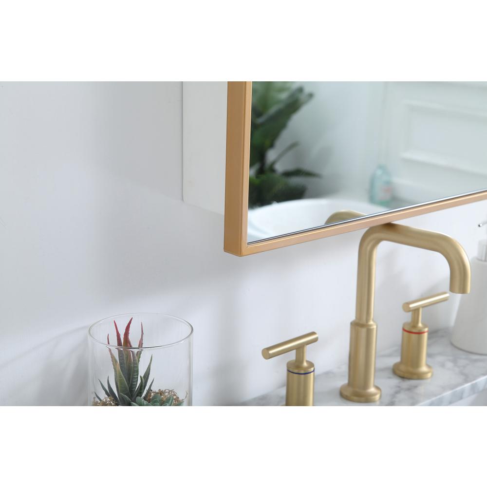 Metal mirror medicine cabinet 20 inch x 28 inch in Brass. Picture 4