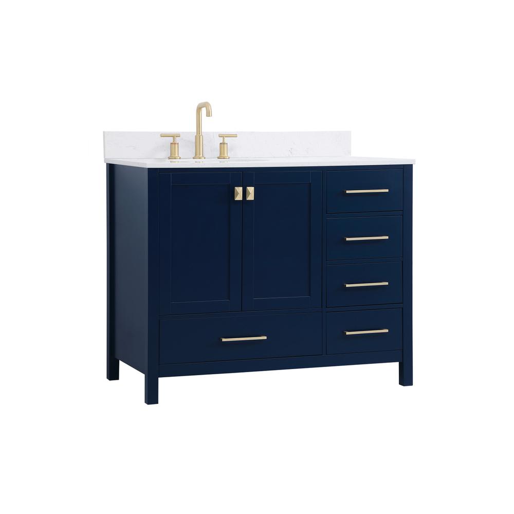 42 inch Single Bathroom Vanity in Blue with Backsplash. Picture 7