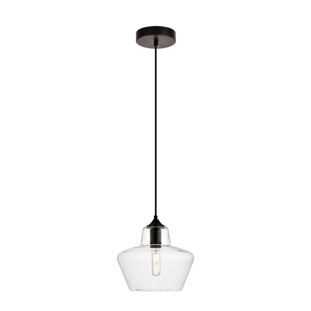 Placido Collection Pendant D9.8 H9.3 Lt:1 Black and Clear Finish. Picture 1