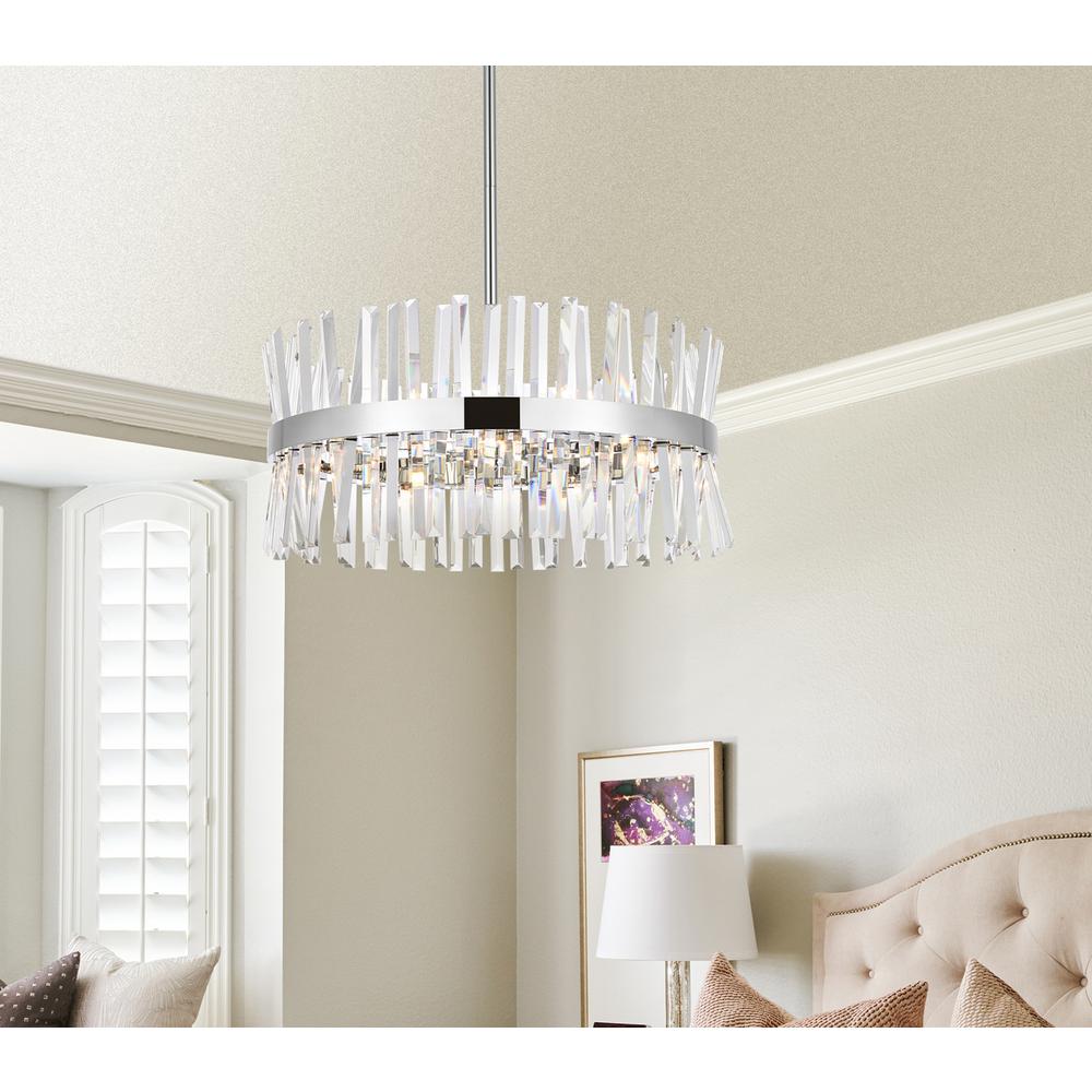 Serephina 25 inch crystal round pendant light in chrome. Picture 8
