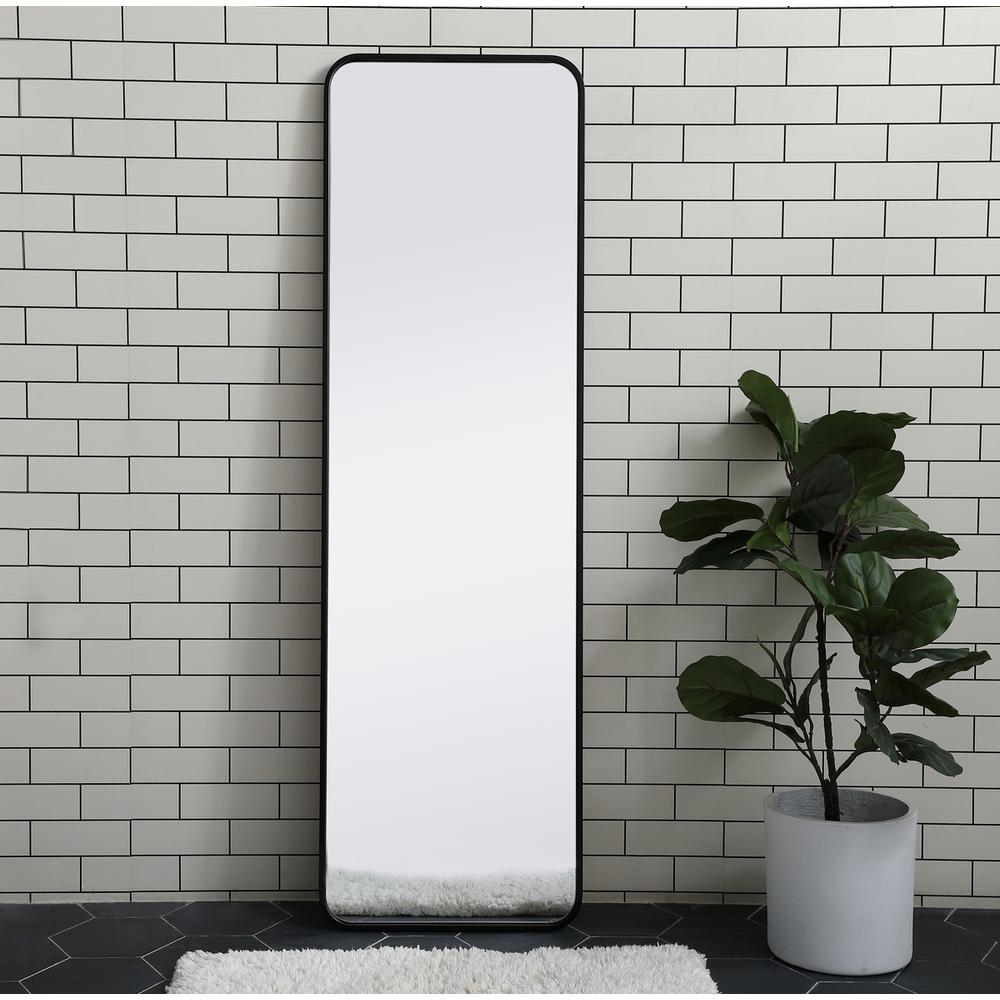 Soft corner metal rectangular mirror 18x60 inch in Black. Picture 9