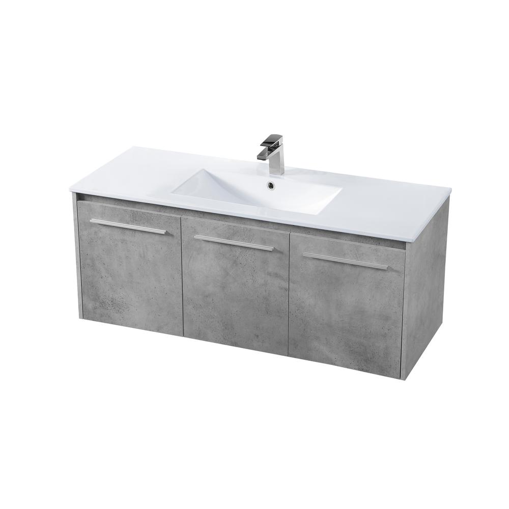 48 inch  Single Bathroom Floating Vanity in Concrete Grey. Picture 7