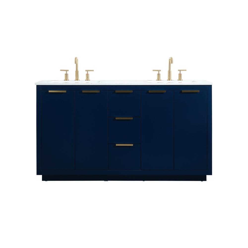 60 inch double bathroom vanity in blue. Picture 1