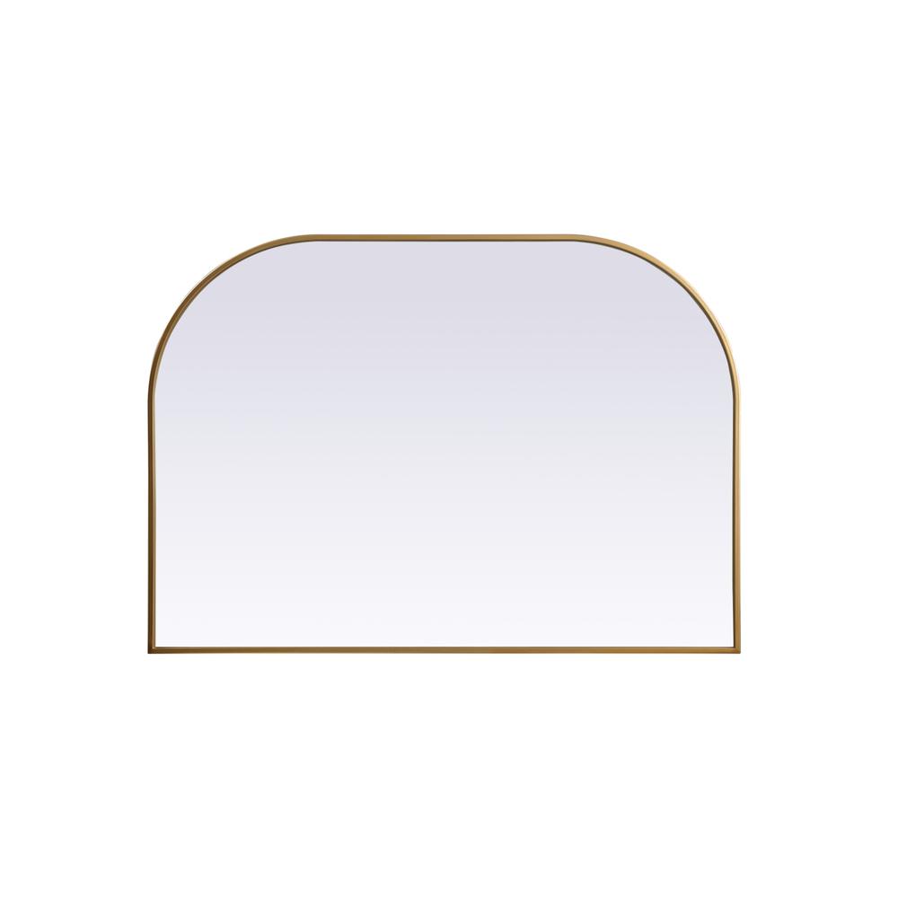 Metal Frame Arch Mirror 42x30 Inch in Brass. Picture 1