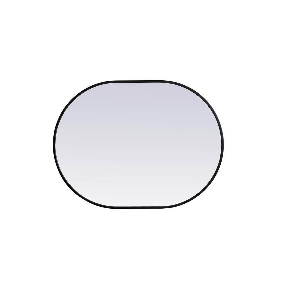 Metal Frame Oval Mirror 27x36 Inch in Black. Picture 8