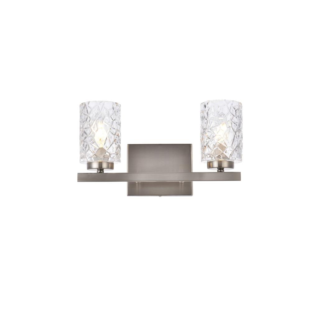 Cassie 2 lights bath sconce in satin nickel with clear shade. Picture 1