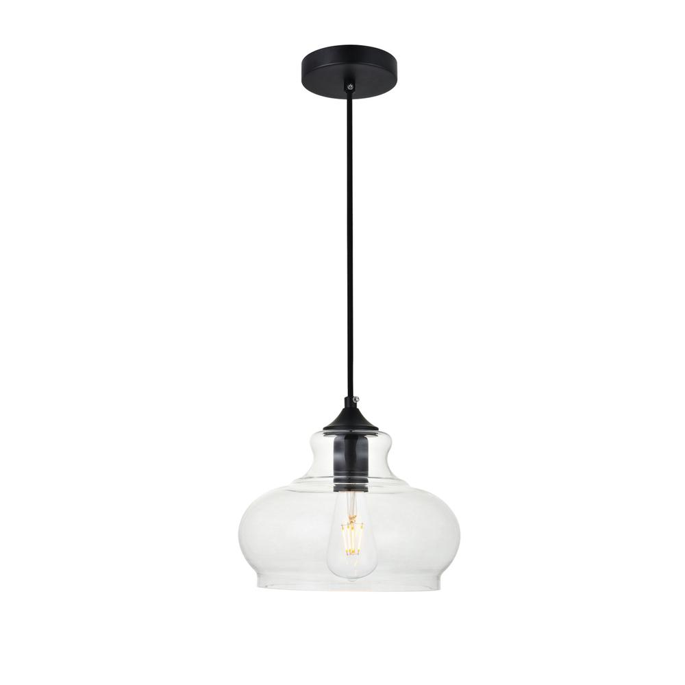 Destry 1 Light Black Pendant With Clear Glass. Picture 1