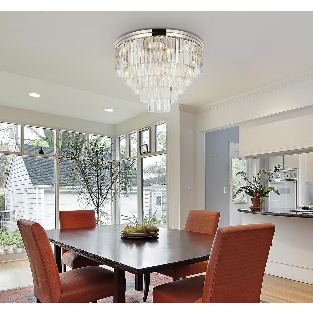 Sydney 17 light polished nickel Flush Mount Clear Royal Cut Crystal. Picture 8