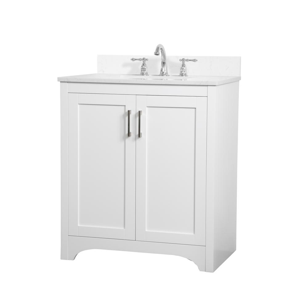 30 inch Single Bathroom Vanity in White with Backsplash. Picture 7