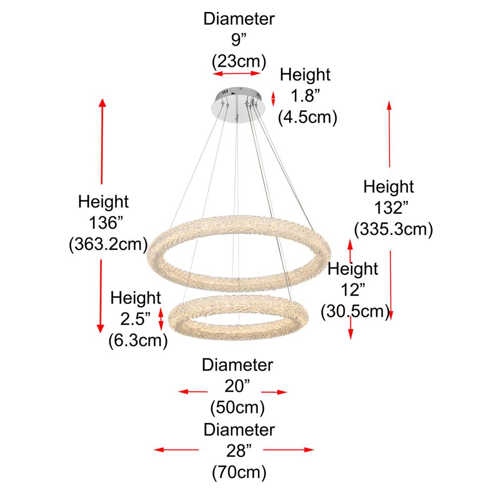 Bowen 28 inch Adjustable LED Chandelier in Chrome. Picture 10