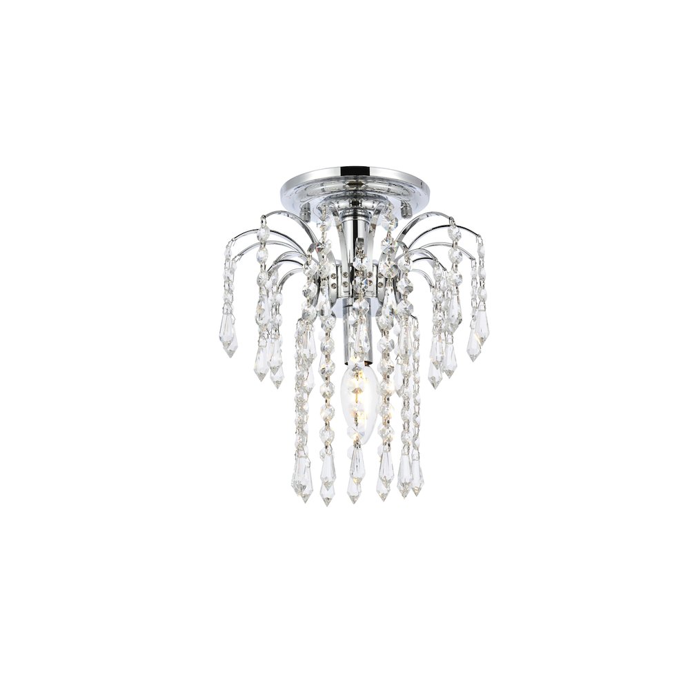 Falls 1 Light Chrome Flush Mount Clear Royal Cut Crystal. Picture 3