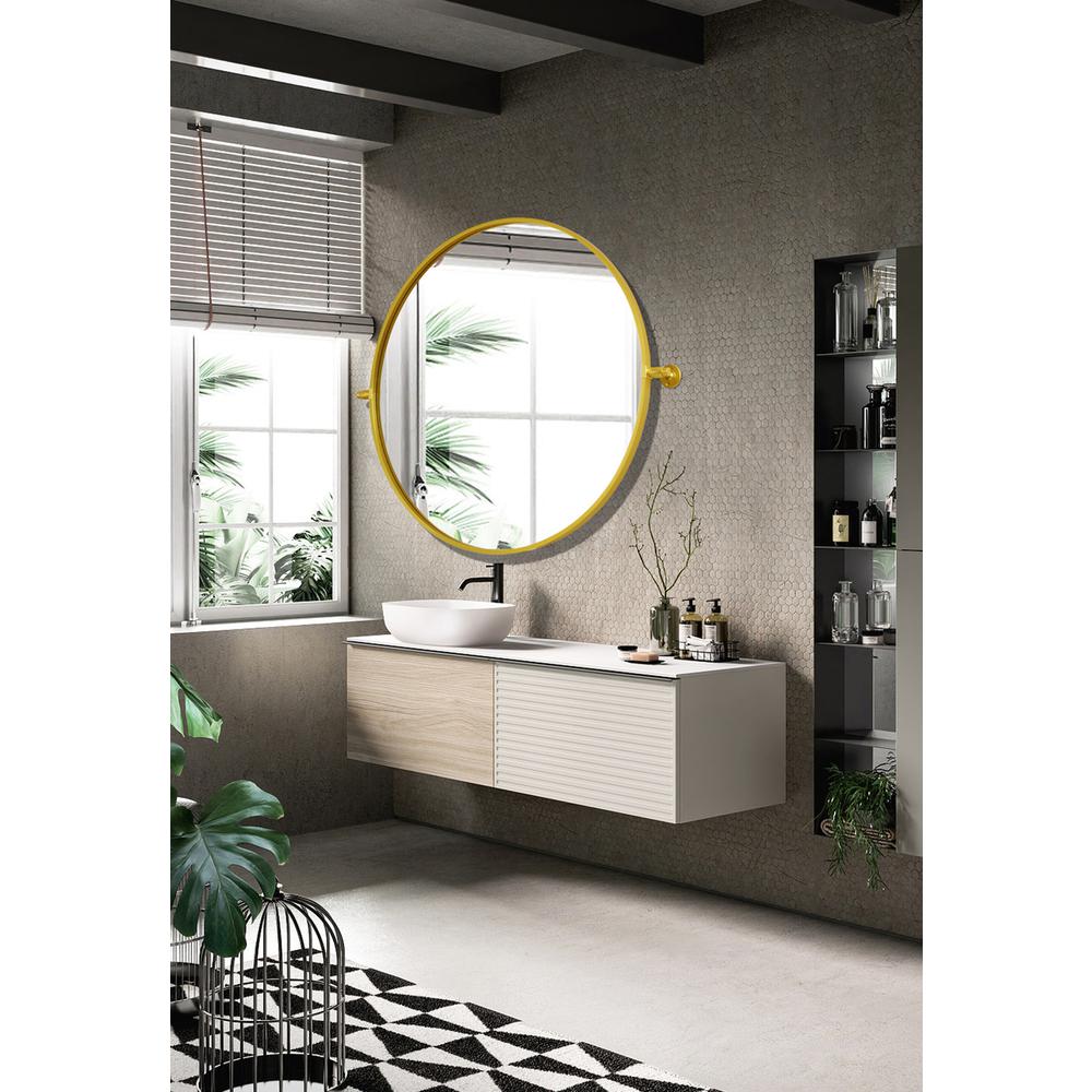 Round pivot mirror 30 inch in gold. Picture 2