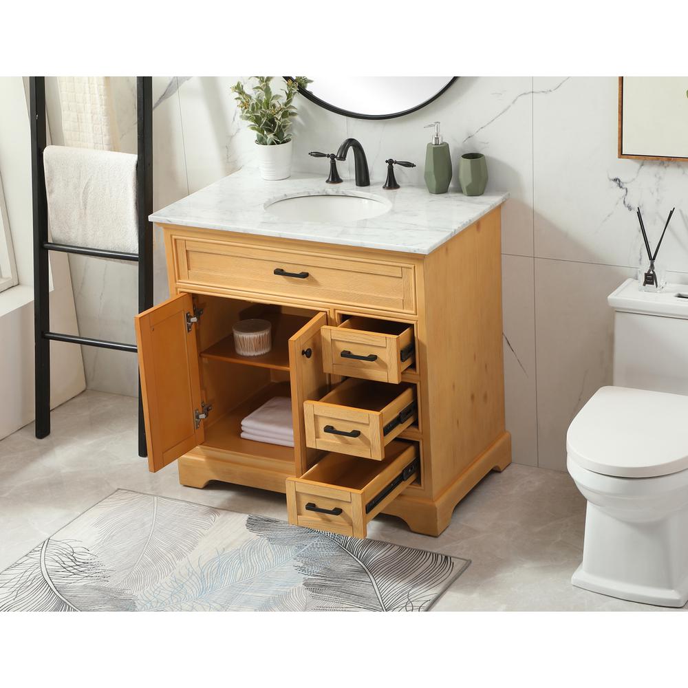 36 inch Single bathroom vanity in natural wood. Picture 3