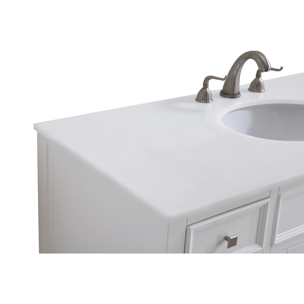 48 inch Single Bathroom vanity in White with ivory white engineered marble. Picture 7