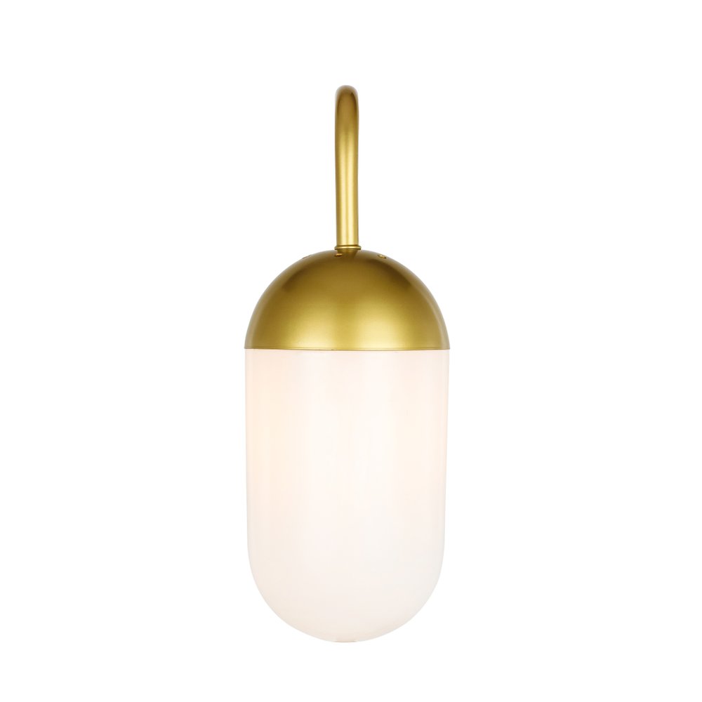 Kace 1 Light Brass And Frosted White Glass Wall Sconce. Picture 7