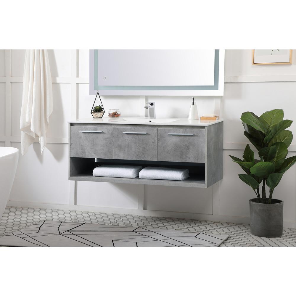 48 inch  Single Bathroom Floating Vanity in Concrete Grey. Picture 2