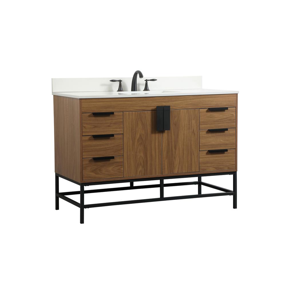 48 inch Single bathroom vanity in walnut brown with backsplash. Picture 7