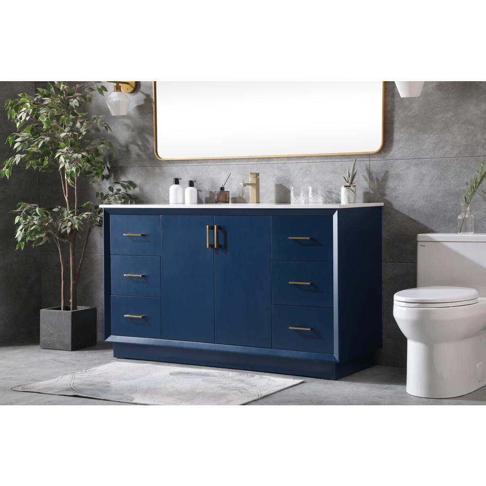 60 Inch SIngle Bathroom Vanity In Blue. Picture 2