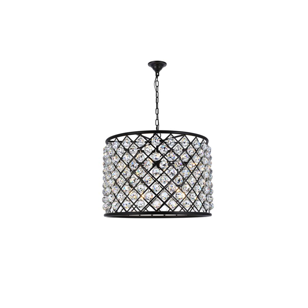 Madison 8 light Matte Black Chandelier Clear Royal Cut Crystal. Picture 1