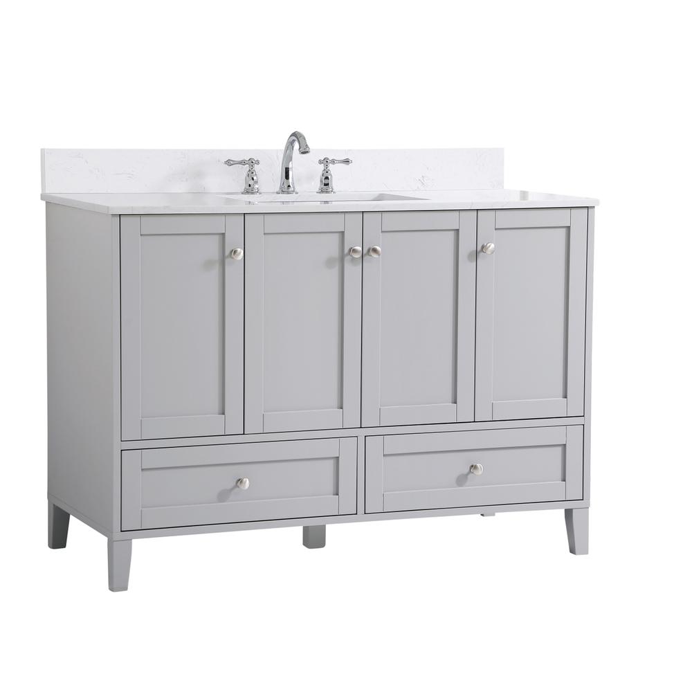 48 inch Single Bathroom Vanity in Grey with Backsplash. Picture 8