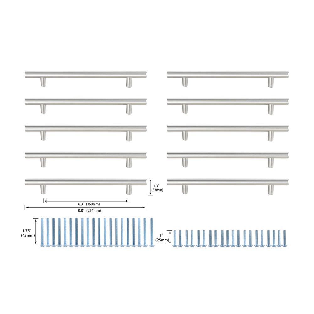 Quinn 6-5/16" Center to Center Brushed Nickel Bar Pull Multipack (set of 10). Picture 5