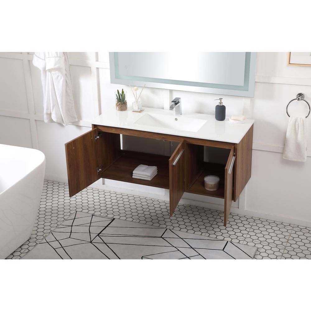 48 inch  Single Bathroom Floating Vanity in Walnut Brown. Picture 3