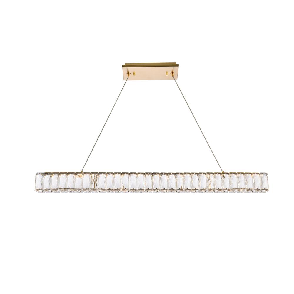 Monroe 38 inch LED linear pendant in gold. Picture 1