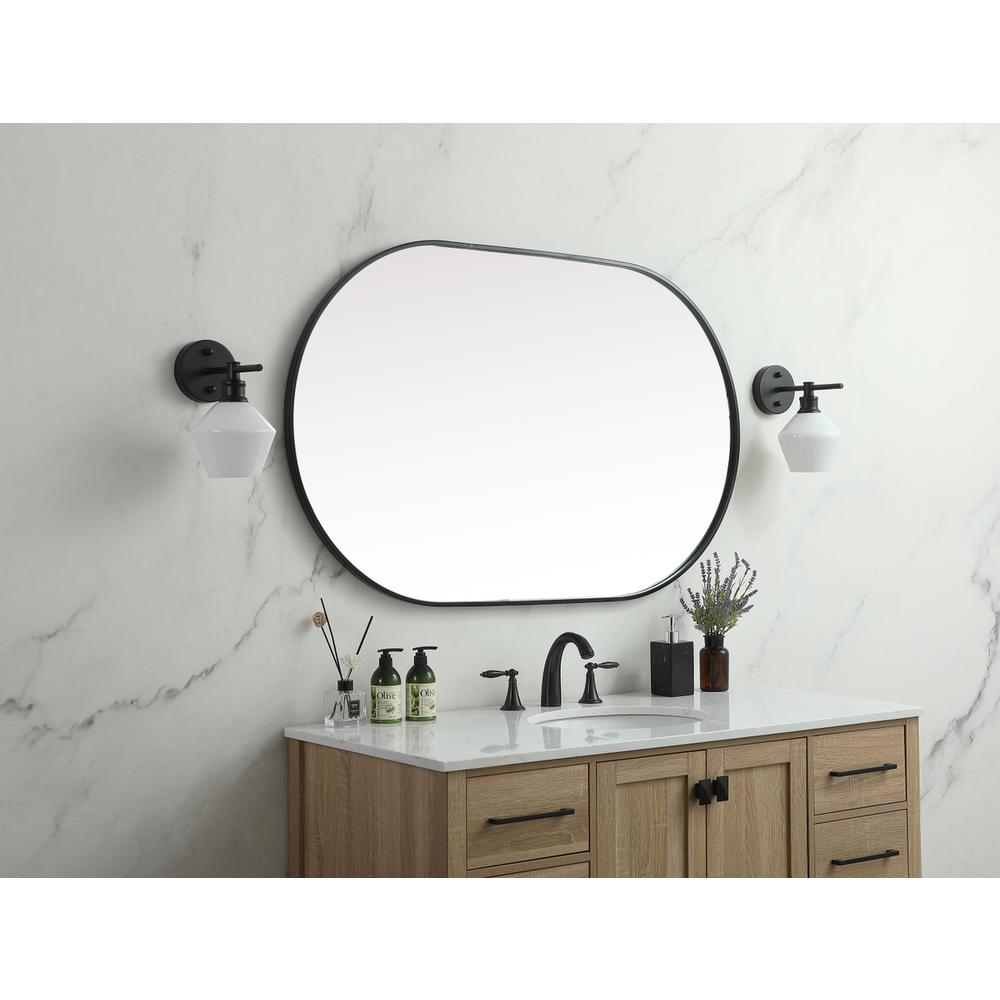 Metal Frame Oval Mirror 30x48 Inch in Black. Picture 2