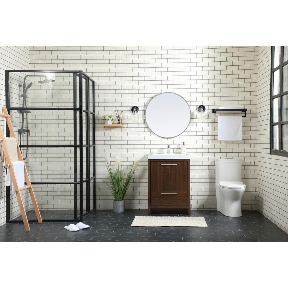 24 inch Single bathroom vanity in Walnut. Picture 4