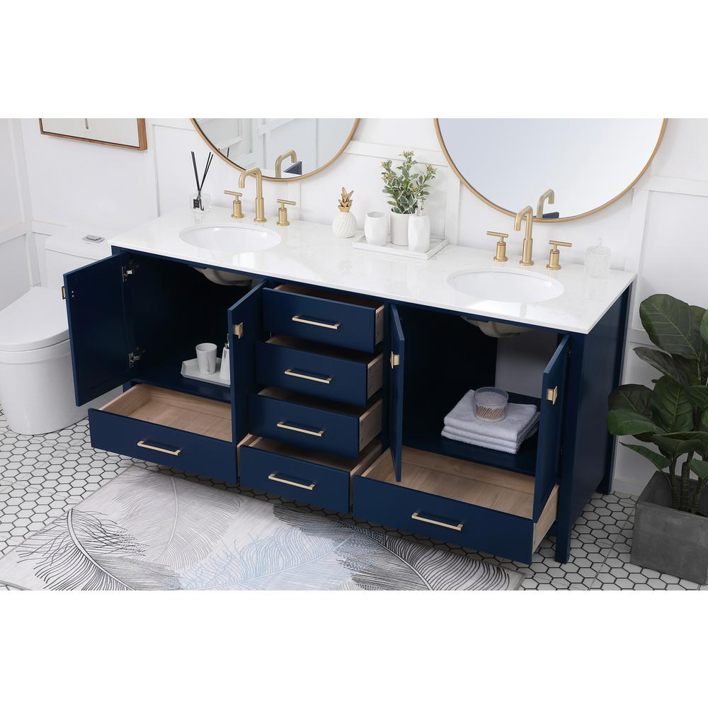 72 inch Double Bathroom Vanity in Blue. Picture 3