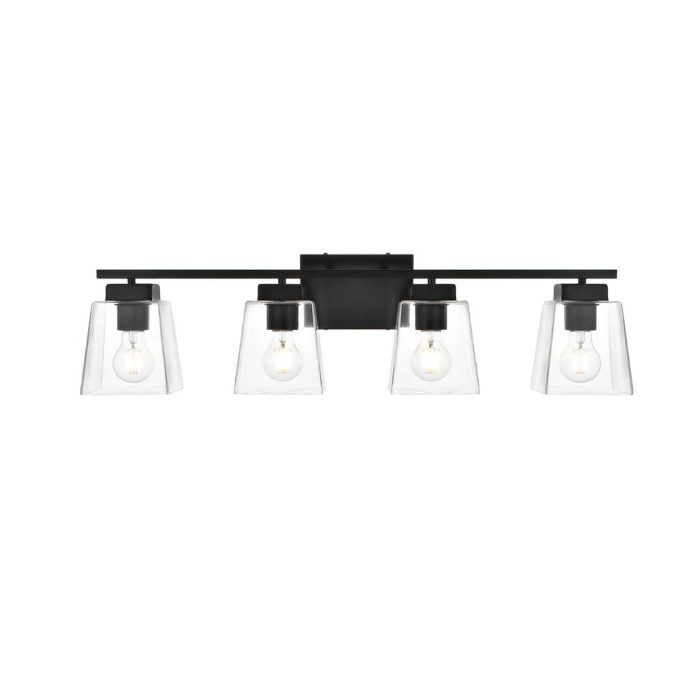 Merrick 4 light Black and Clear Bath Sconce. Picture 1