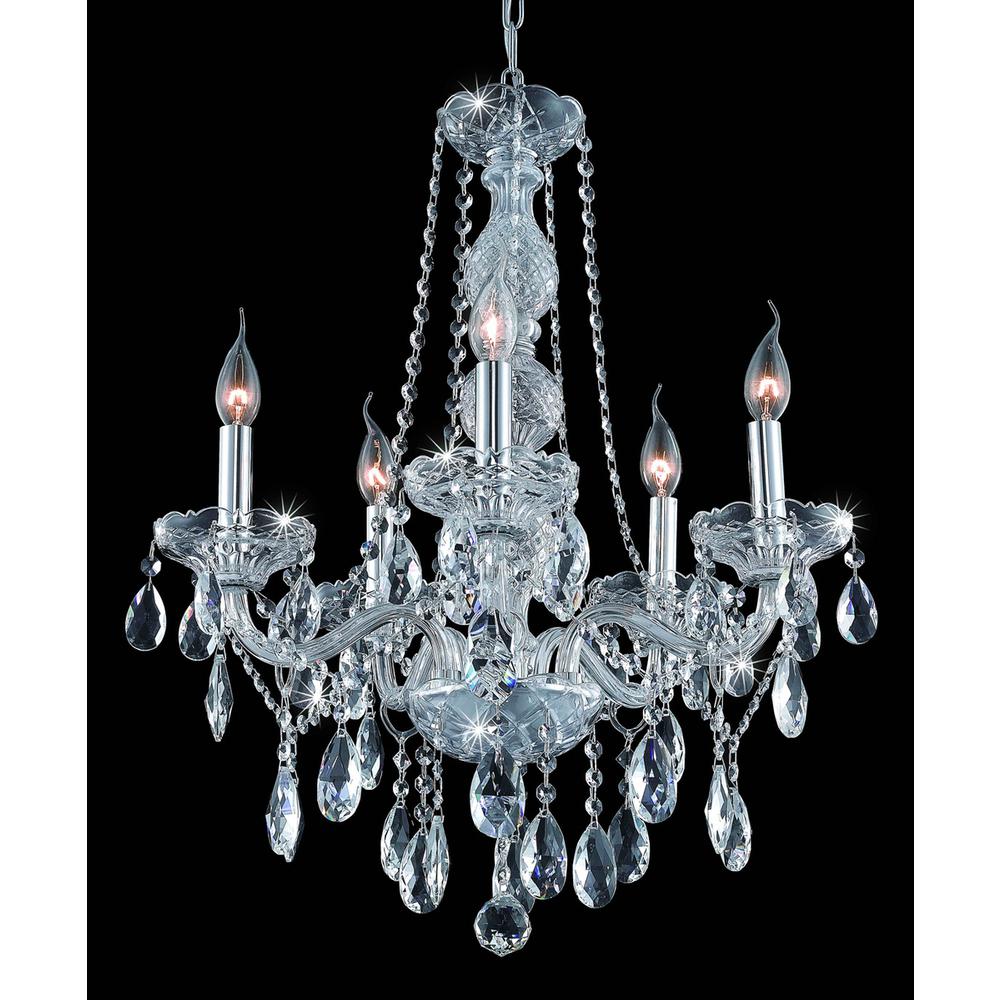 Verona 5 light Chrome Chandelier Clear Royal Cut Crystal. Picture 1