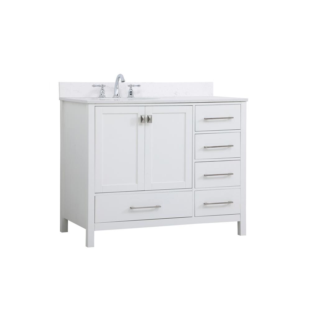 42 inch Single Bathroom Vanity in White with Backsplash. Picture 7