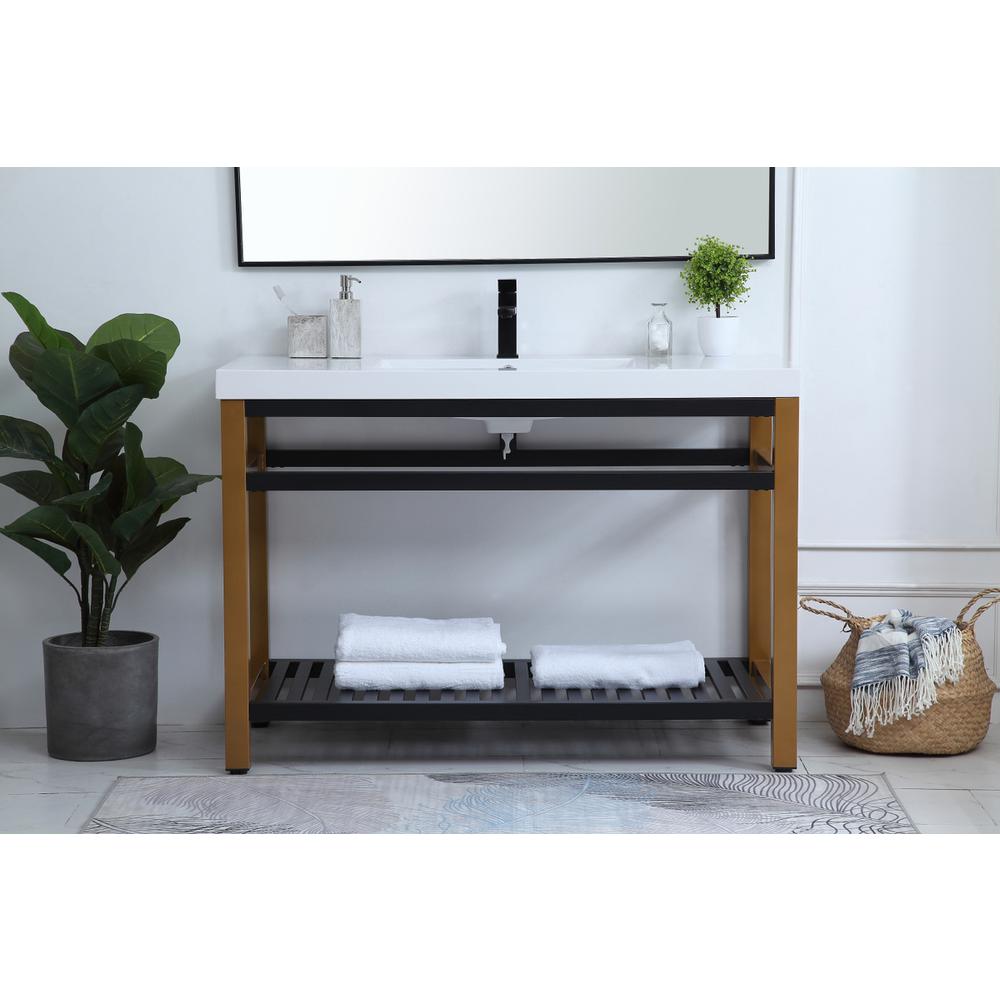 48 inch Single Bathroom Metal Vanity in Golden Black. Picture 13