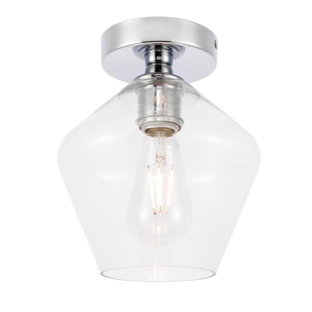 Gene 1 light Chrome and Clear glass Flush mount. Picture 4