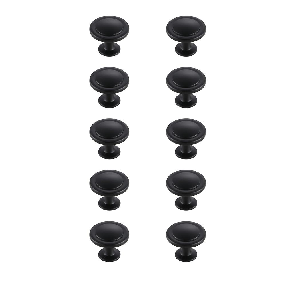 Logyn 1.3" Diameter Matte Black Mushroom Knob Multipack (Set of 10). Picture 1