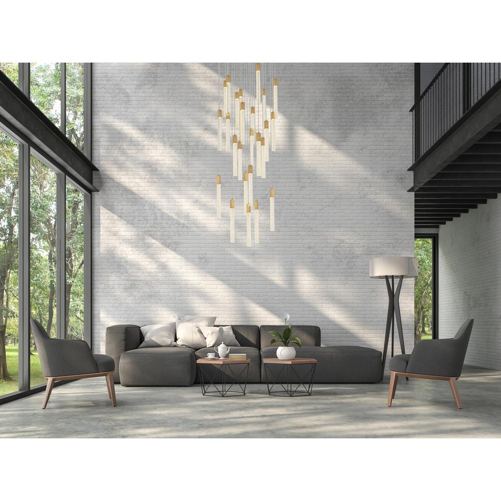 Weston 25 lights pendant in satin gold. Picture 7