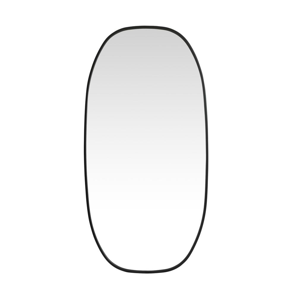 Metal Frame Oval Mirror 24x48 Inch in Black. Picture 1