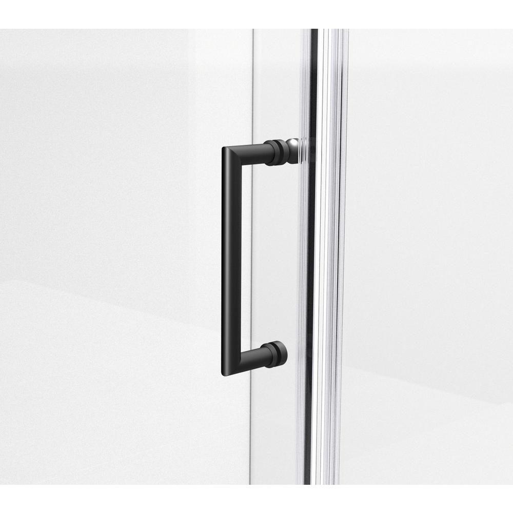 Semi-frameless hinged shower door 60 x 72 Matte Black. Picture 8