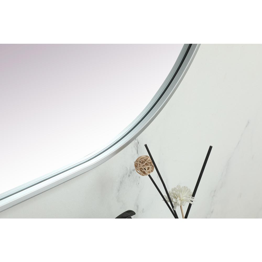 Metal Frame Oval Mirror 24x48 Inch in Silver. Picture 6
