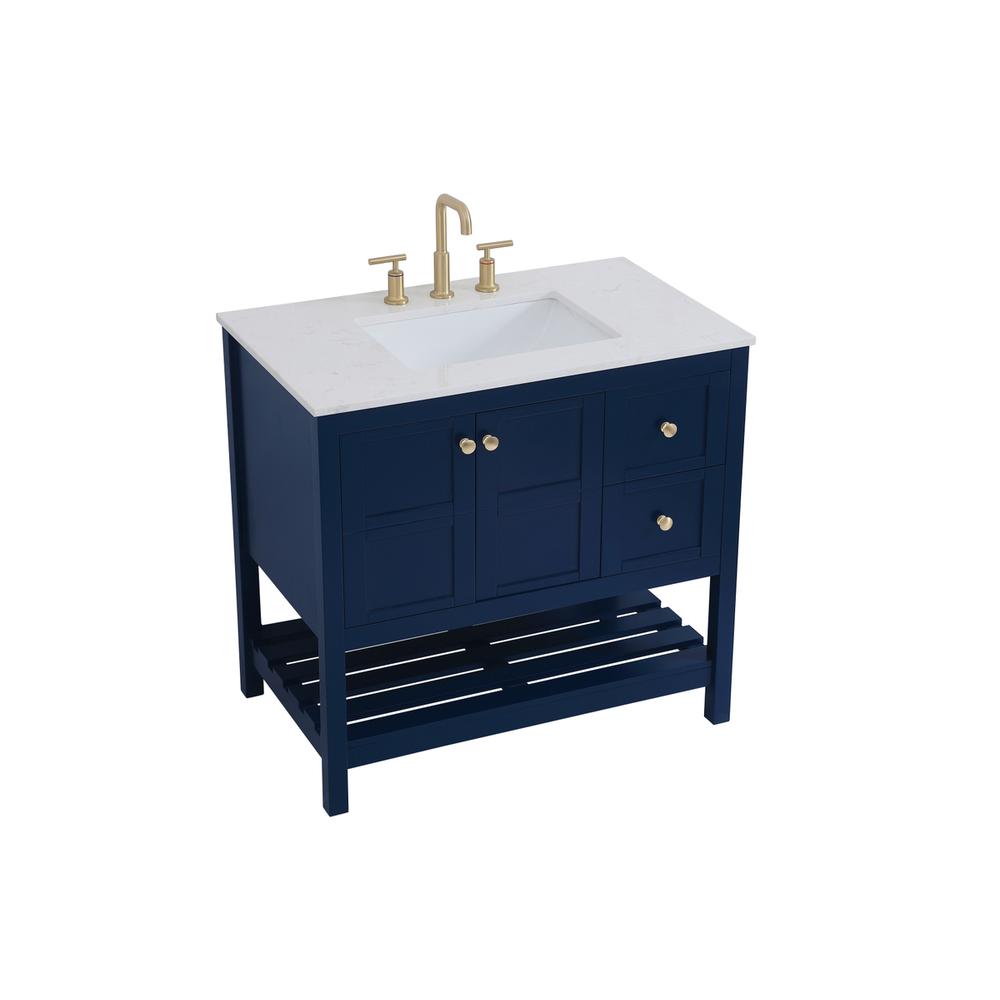 36 inch Single Bathroom Vanity in Blue. Picture 7